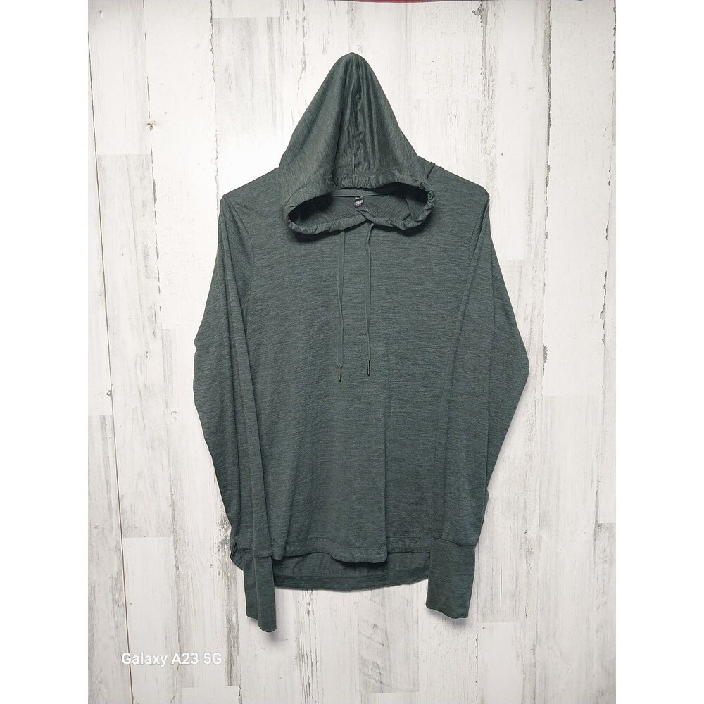 Gaiam Women's Heathered Green Performance Hoodie Thumbholes Size Medium